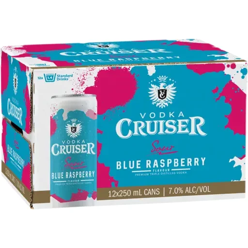 Vodka Cruiser Sour Blue Raspberry 12 x 250ml Cans NZ