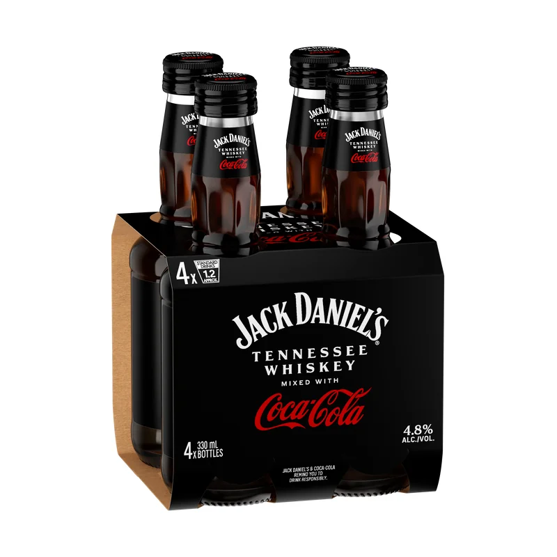 Jack Daniel's & Coca-Cola 4 x 330ml Bottles NZ