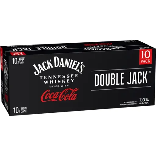 Jack Daniel's Double Jack & Cola 10 x 330ml Cans NZ