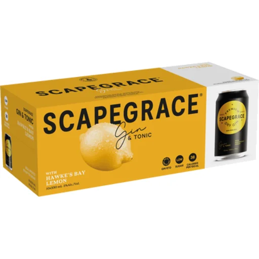 Scapegrace Gin Lemon 10 x 330ml Cans NZ