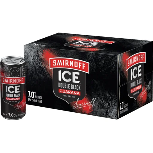 Smirnoff Double Black Guarana 12 x 250ml Cans NZ
