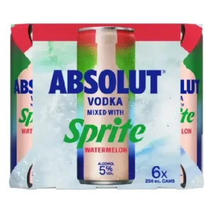 Absolut & Sprite Zero Watermelon 5% 6 Pack Cans 250ml